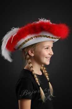 Weiß-roter Mariechenhut Wollfilz